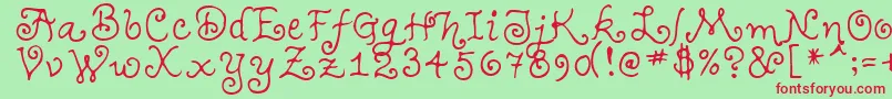 TeenageGirl1 Font – Red Fonts on Green Background