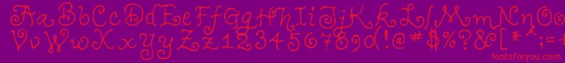 TeenageGirl1-Schriftart – Rote Schriften auf violettem Hintergrund