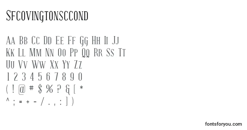 A fonte Sfcovingtonsccond – alfabeto, números, caracteres especiais