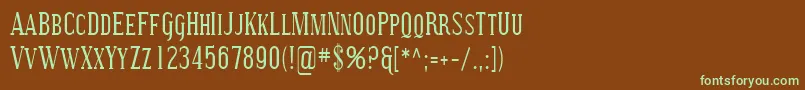 フォントSfcovingtonsccond – 緑色の文字が茶色の背景にあります。
