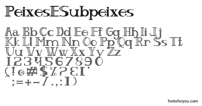 Czcionka PeixesESubpeixes – alfabet, cyfry, specjalne znaki