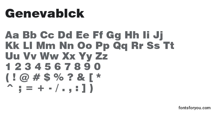 A fonte Genevablck – alfabeto, números, caracteres especiais