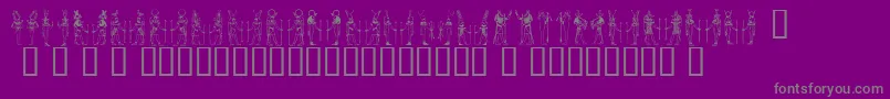 Deities-fontti – harmaat kirjasimet violetilla taustalla
