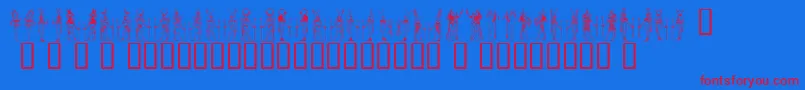 Deities Font – Red Fonts on Blue Background