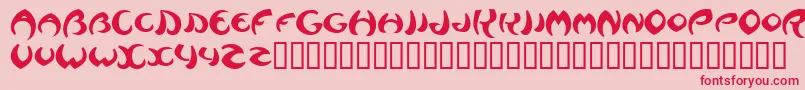 Fonte Waziri – fontes vermelhas em um fundo rosa