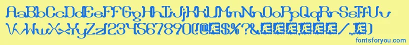 フォントDraggleo – 青い文字が黄色の背景にあります。