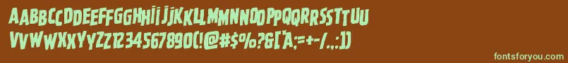 Ghoulishintentshiftrotal-fontti – vihreät fontit ruskealla taustalla