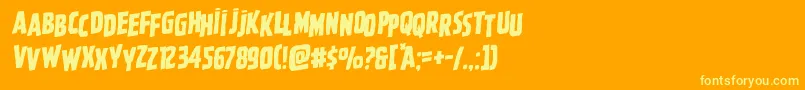 Ghoulishintentshiftrotal-Schriftart – Gelbe Schriften auf orangefarbenem Hintergrund