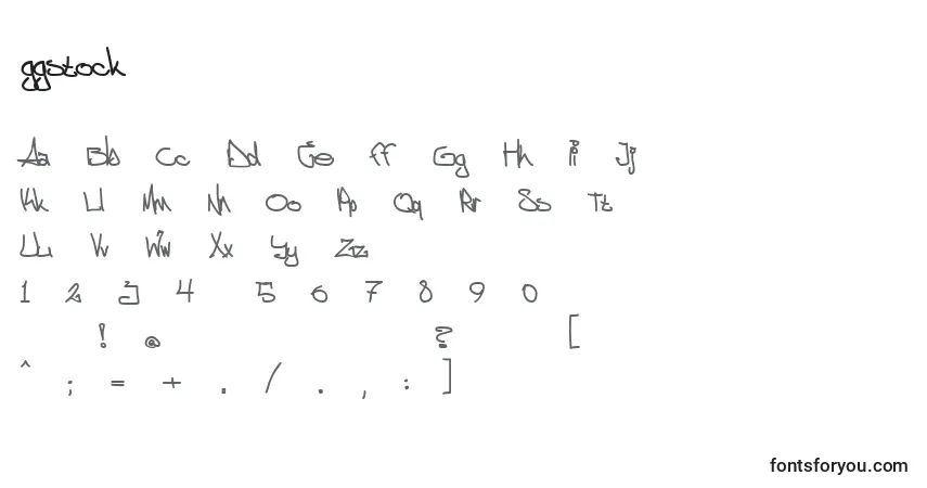 Schriftart Ggstock – Alphabet, Zahlen, spezielle Symbole