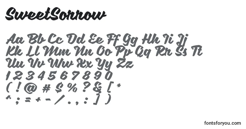 Schriftart SweetSorrow (100555) – Alphabet, Zahlen, spezielle Symbole