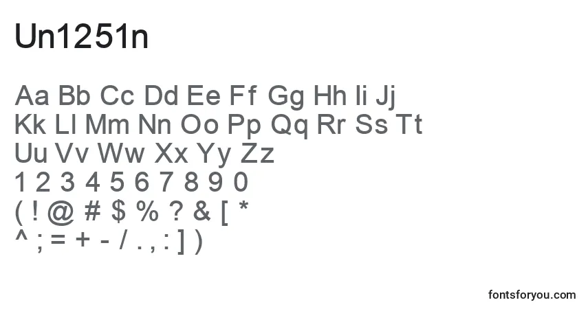 Schriftart Un1251n – Alphabet, Zahlen, spezielle Symbole
