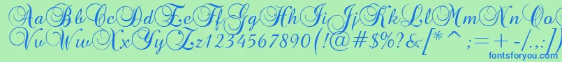 Brockscript Font – Blue Fonts on Green Background