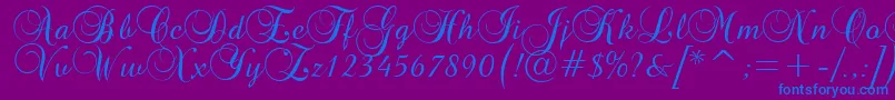 Brockscript-Schriftart – Blaue Schriften auf violettem Hintergrund