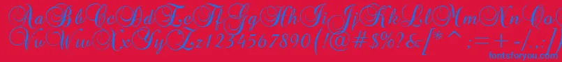 Brockscript Font – Blue Fonts on Red Background