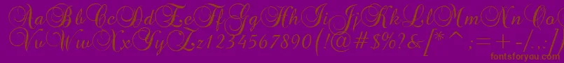 Brockscript-Schriftart – Braune Schriften auf violettem Hintergrund