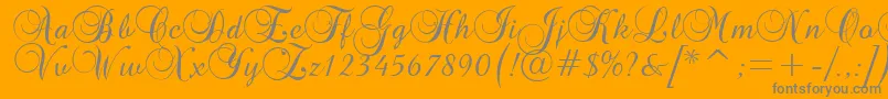 Brockscript-Schriftart – Graue Schriften auf orangefarbenem Hintergrund