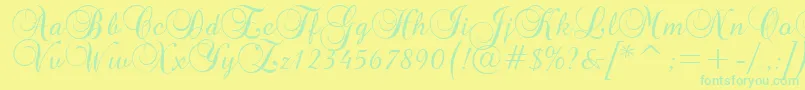 Brockscript Font – Green Fonts on Yellow Background