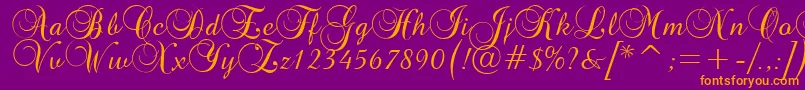 Brockscript Font – Orange Fonts on Purple Background