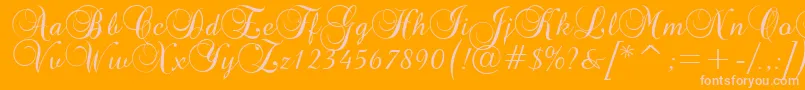 Brockscript-Schriftart – Rosa Schriften auf orangefarbenem Hintergrund