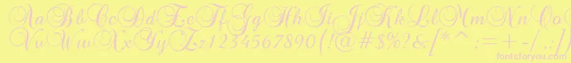 Brockscript Font – Pink Fonts on Yellow Background