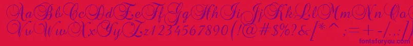 Brockscript Font – Purple Fonts on Red Background