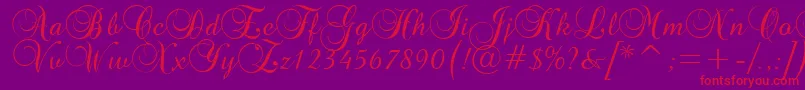 Brockscript-Schriftart – Rote Schriften auf violettem Hintergrund