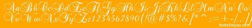 Brockscript-Schriftart – Weiße Schriften auf orangefarbenem Hintergrund