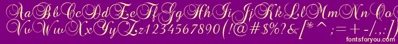 Brockscript Font – Yellow Fonts on Purple Background