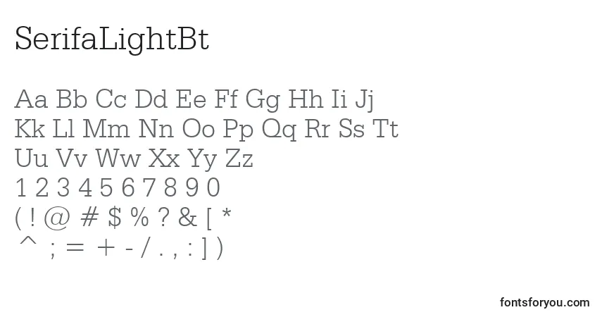 A fonte SerifaLightBt – alfabeto, números, caracteres especiais