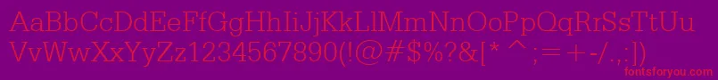 SerifaLightBt Font – Red Fonts on Purple Background