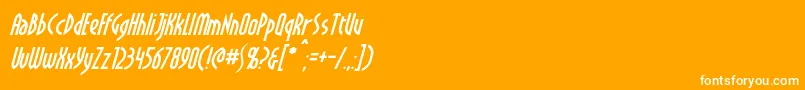 CrichtonItalic-Schriftart – Weiße Schriften auf orangefarbenem Hintergrund