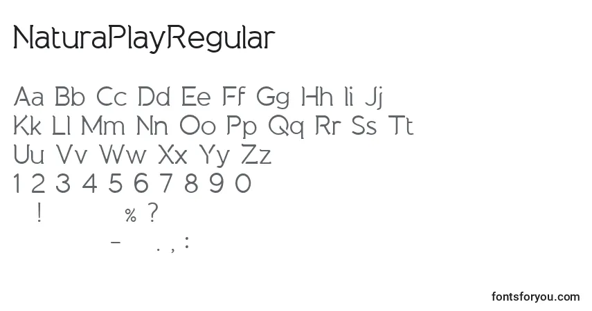 A fonte NaturaPlayRegular – alfabeto, números, caracteres especiais