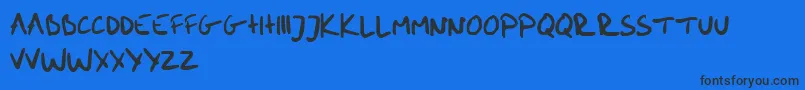 MeHandwritinBold-Schriftart – Schwarze Schriften auf blauem Hintergrund