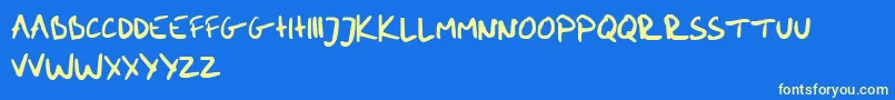 MeHandwritinBold Font – Yellow Fonts on Blue Background