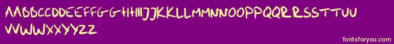 MeHandwritinBold Font – Yellow Fonts on Purple Background