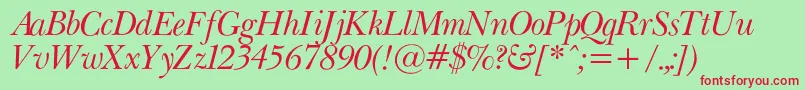 Czcionka PasmacItalic – czerwone czcionki na zielonym tle