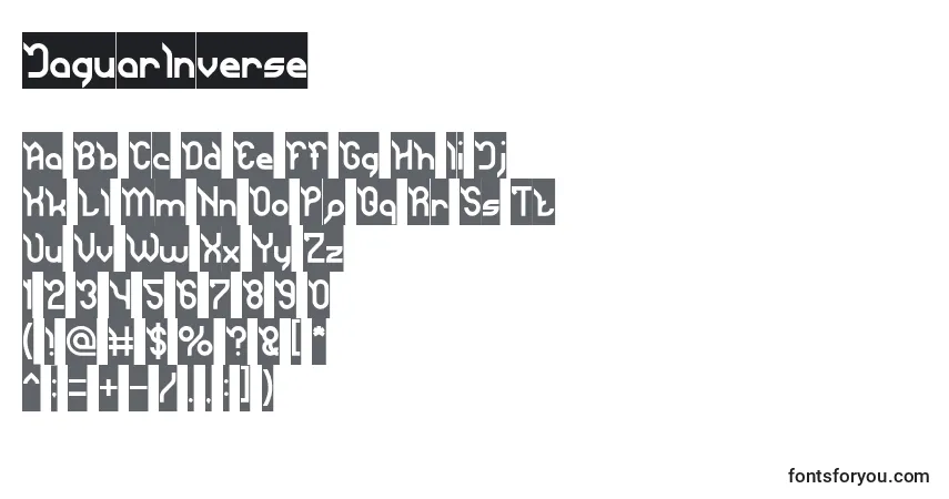 Czcionka JaguarInverse – alfabet, cyfry, specjalne znaki