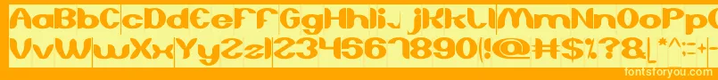 AboutYouInverse-Schriftart – Gelbe Schriften auf orangefarbenem Hintergrund