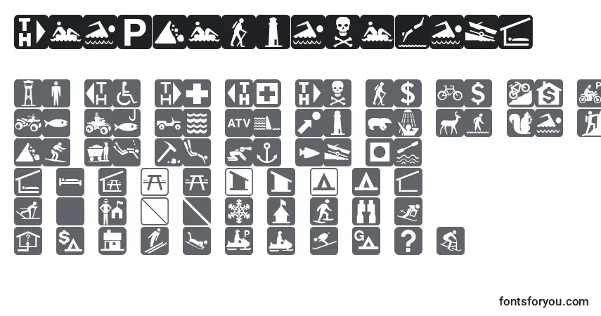 Schriftart EsriUsForestry1 – Alphabet, Zahlen, spezielle Symbole