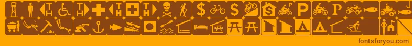 EsriUsForestry1-fontti – ruskeat fontit oranssilla taustalla