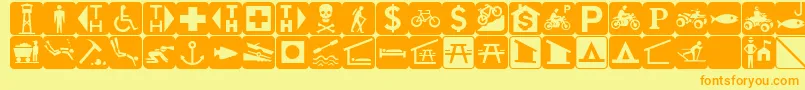 EsriUsForestry1-fontti – oranssit fontit keltaisella taustalla