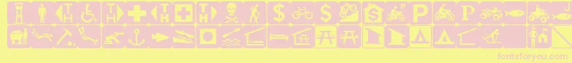 Шрифт EsriUsForestry1 – розовые шрифты на жёлтом фоне