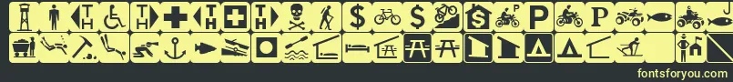 EsriUsForestry1-fontti – keltaiset fontit mustalla taustalla