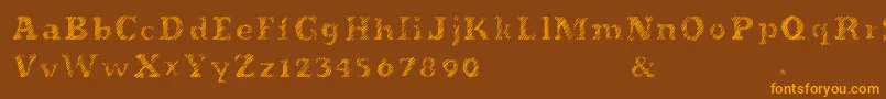Weitere Informationen zur Evanescente-Schriftart Evanescente-Schriftart – Orangefarbene Schriften auf braunem Hintergrund