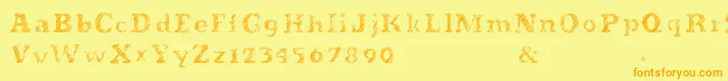 Evanescente-Schriftart – Orangefarbene Schriften auf gelbem Hintergrund