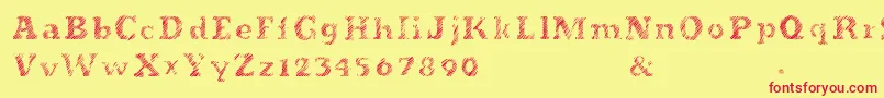 Evanescente-Schriftart – Rote Schriften auf gelbem Hintergrund