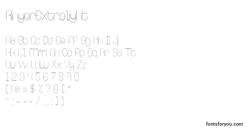 Czcionka RingerExtralight – alfabet, cyfry, specjalne znaki