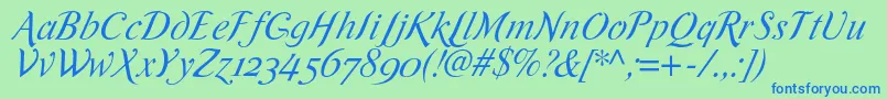 RomandeadfscriptstdItalic Font – Blue Fonts on Green Background