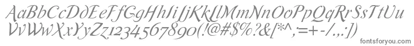 フォントRomandeadfscriptstdItalic – 白い背景に灰色の文字