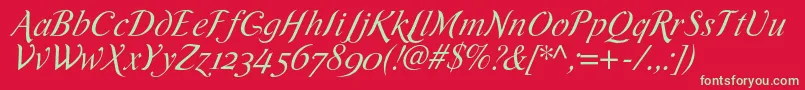 RomandeadfscriptstdItalic Font – Green Fonts on Red Background